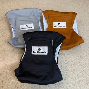 Pet Parents Washable Dog Belly Bands Male Dog Diapers 3 Pack Small Neutrals